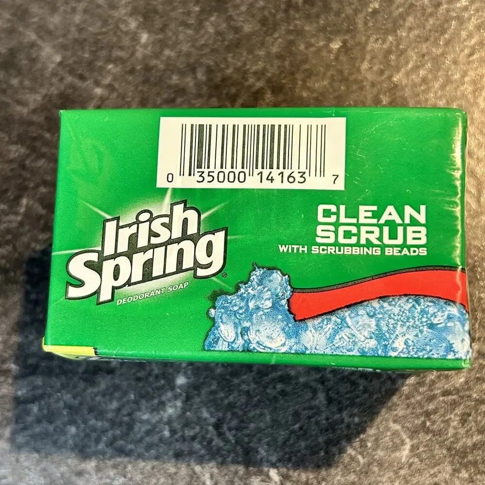 2 Bars Irish Spring Clean Scrub W‎ Scrubbing Beads Soap NO Linseed 3.75 oz Each